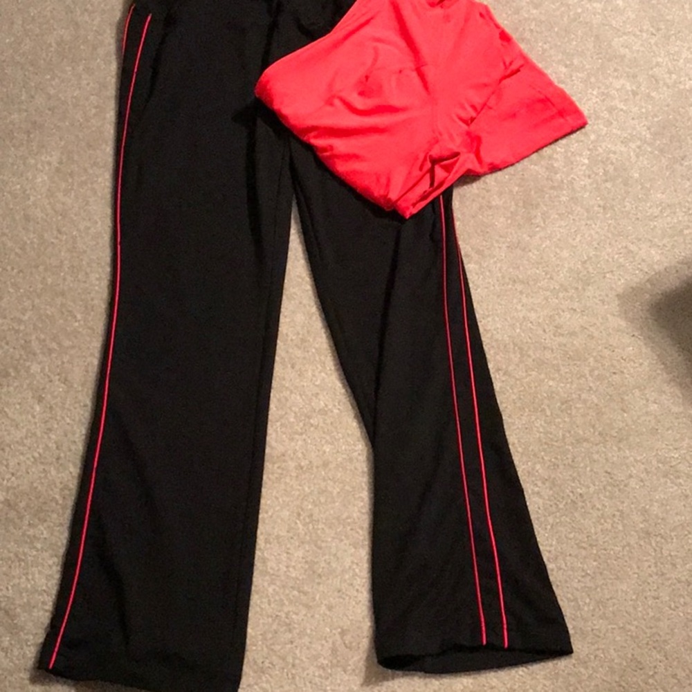 Straight leg workout pants with side stripes